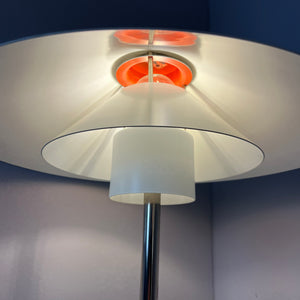 Tischlampe Trapez weiß orange von Christian Hvidt für Nordisk Solar