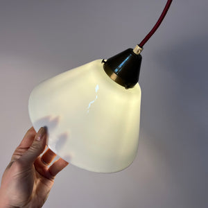 Hängelampe Opalglas Messing