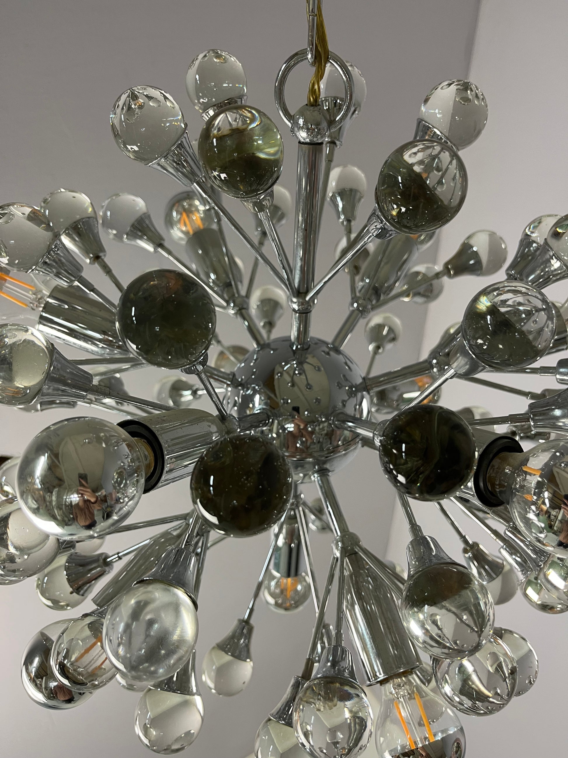 Sputnik Kronleuchter Chrom Glas aus Italien