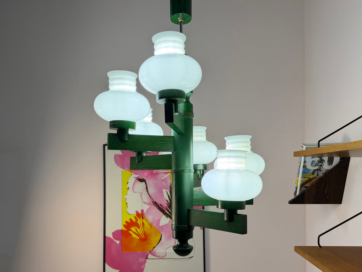 Kronleuchter grün Opalglas