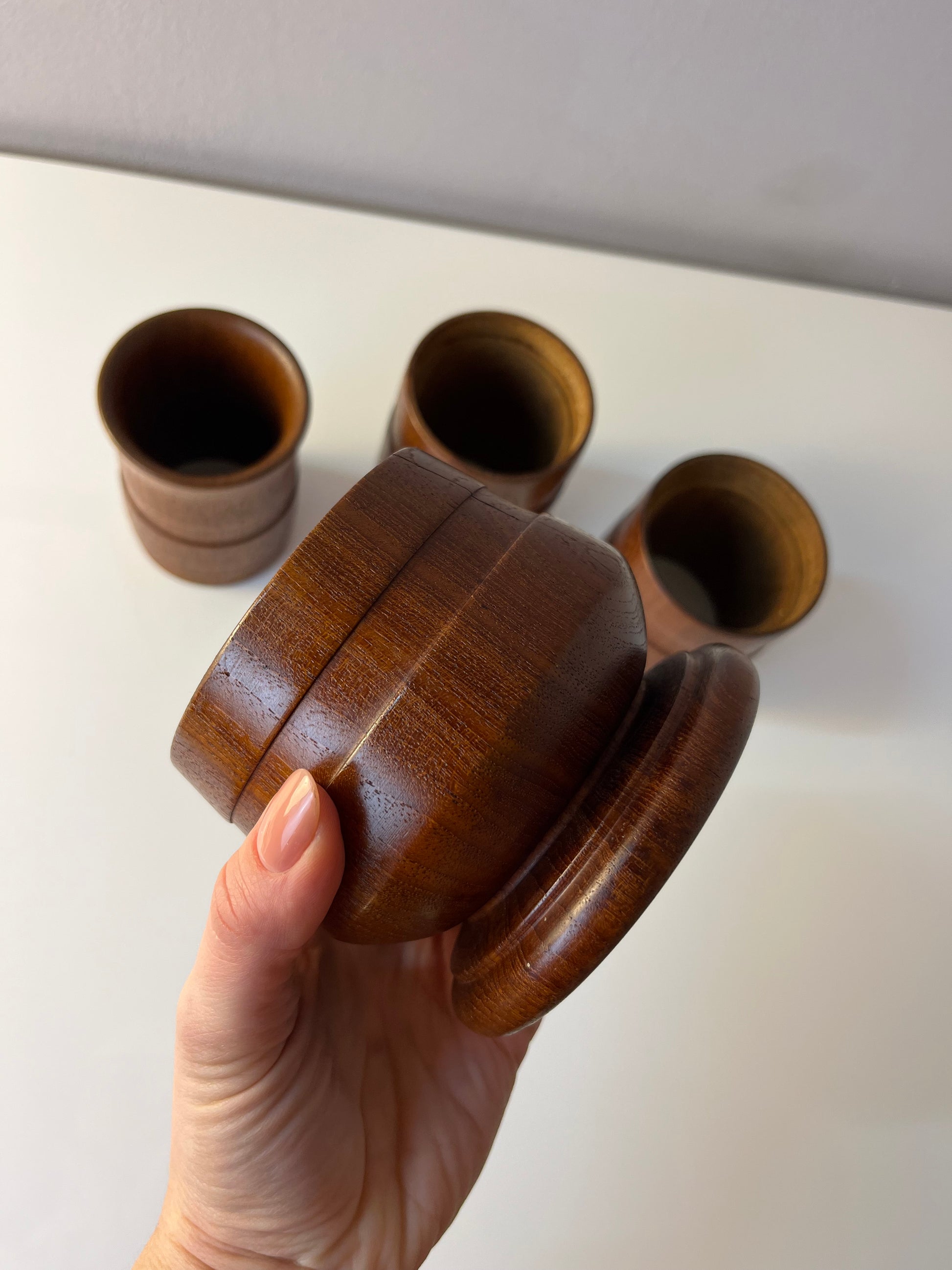 Stapelbare Vase Teak aus Dänemark