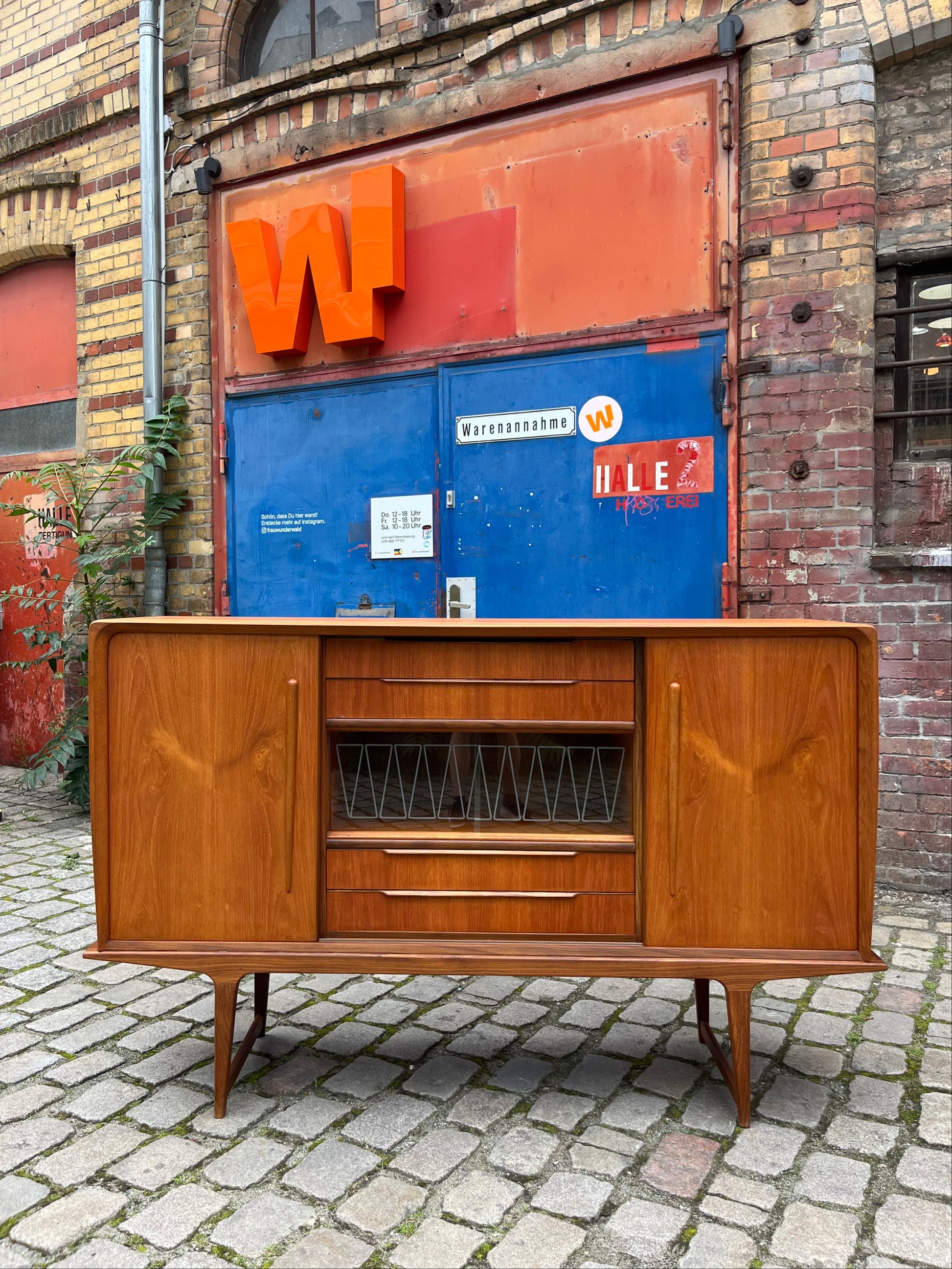 Highboard mit Vitrine Teak aus Dänemark