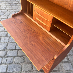 Bücherregal Teak mit Sekretär & Ausziehplatte aus Dänemark