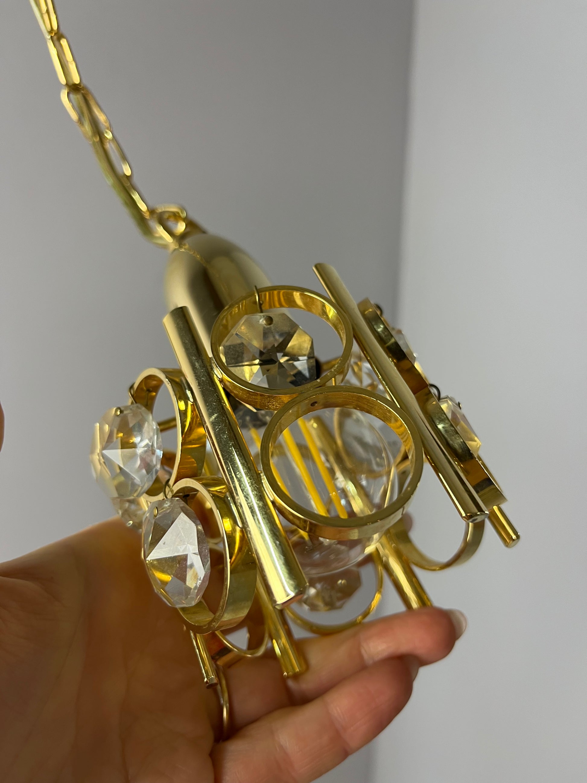 Kleine Hängelampe Gold mit Kristallen Dänemark