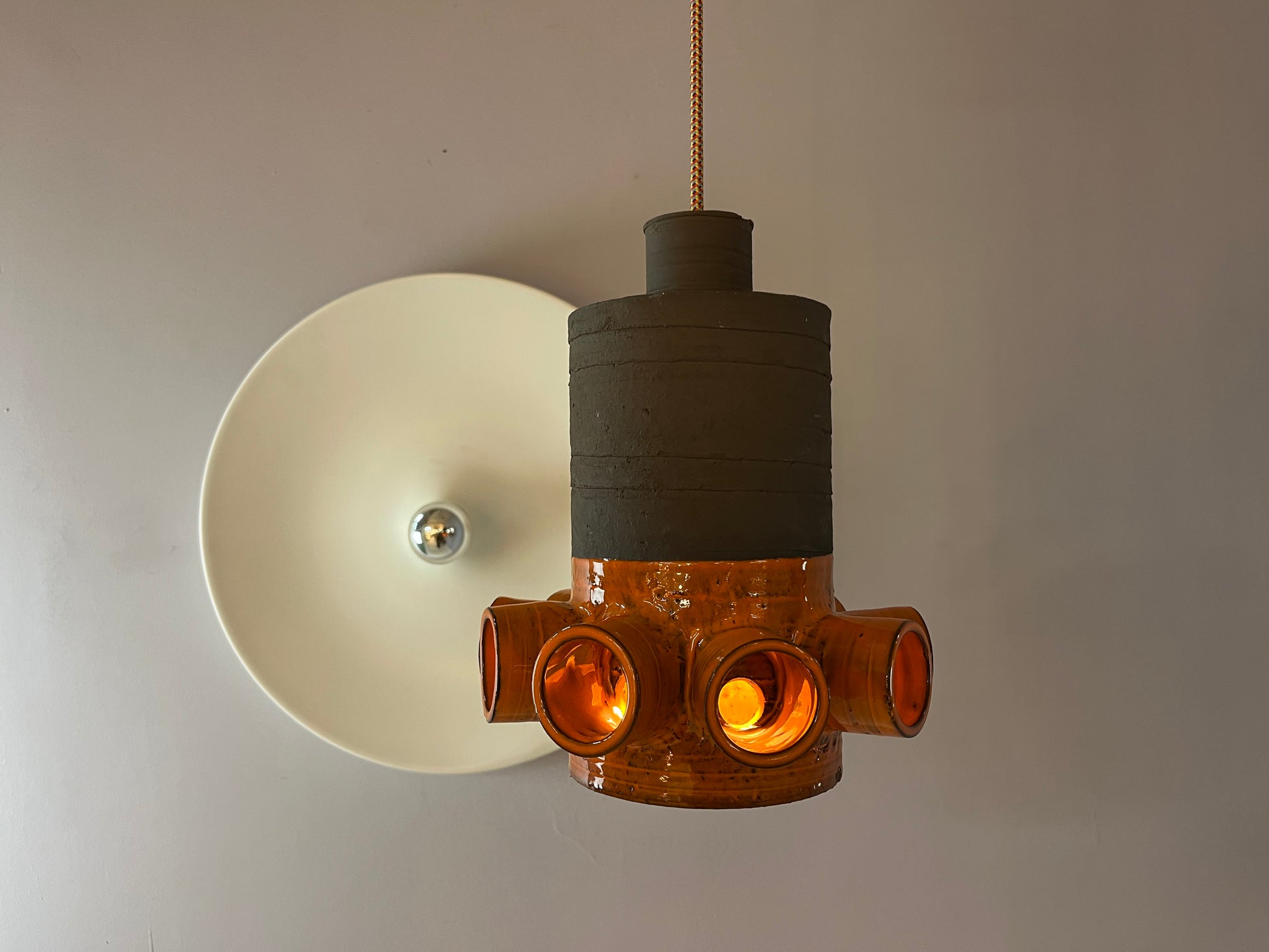 Hängelampe orange braun Keramik