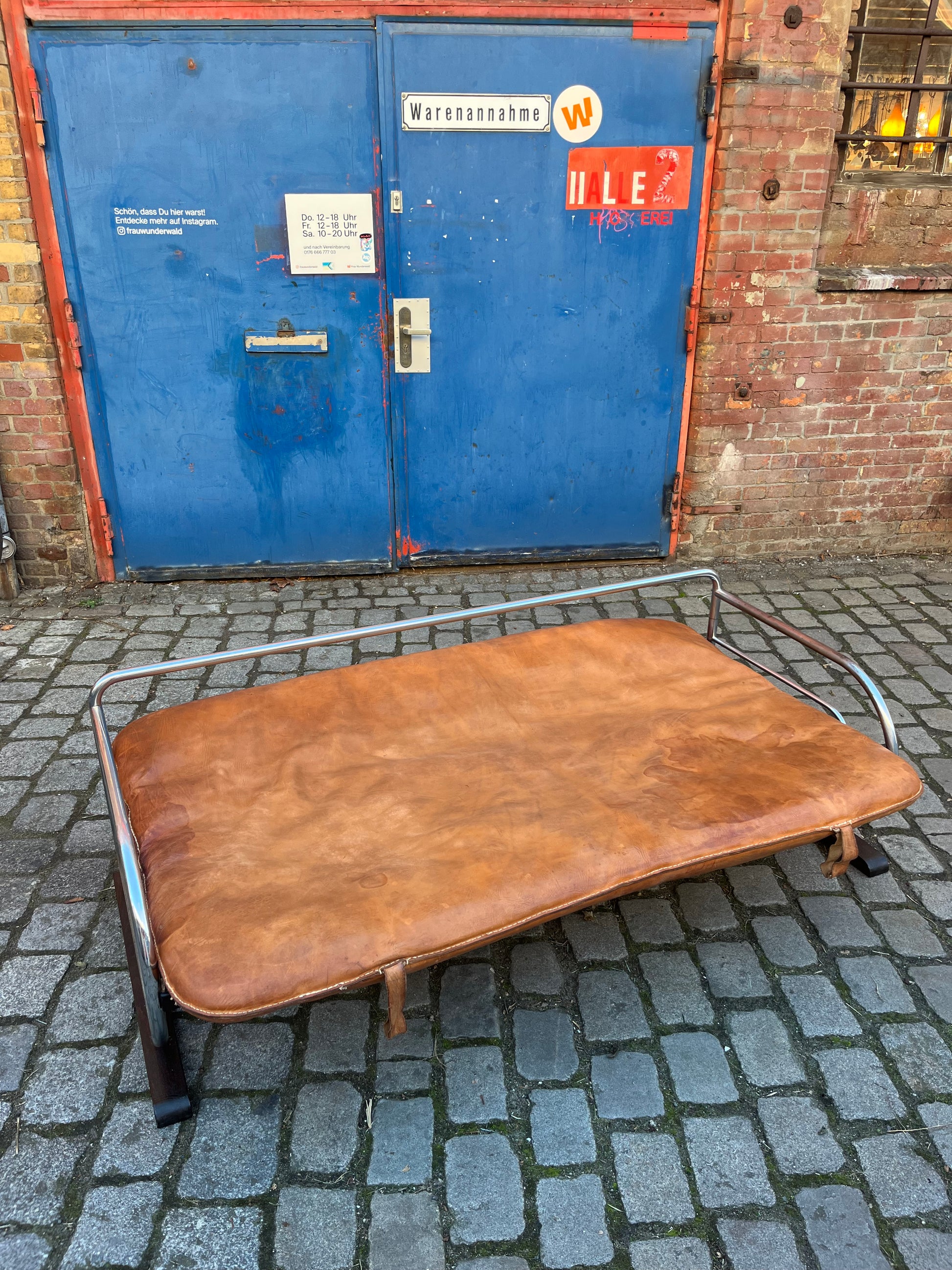 Kufensofa / Tagesbett Echtleder Chrom von Hynek Gottwald