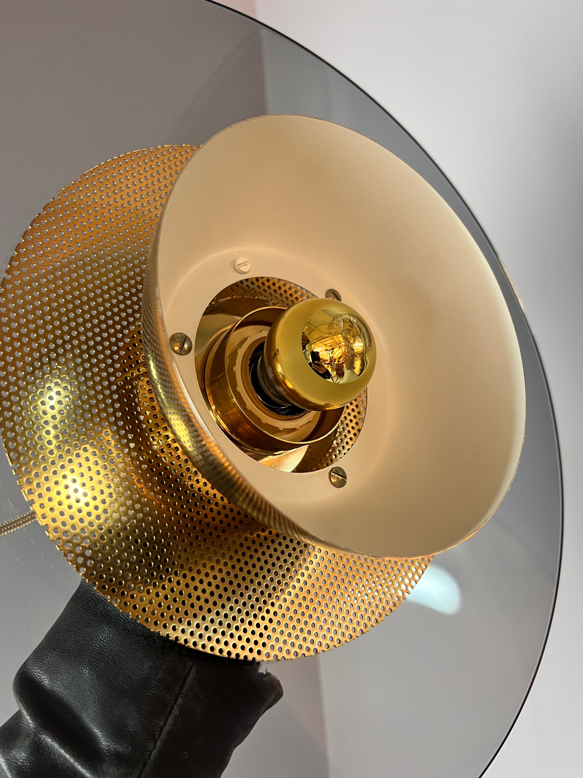 Lamellenlampe Gold Rauchglas aus Dänemark
