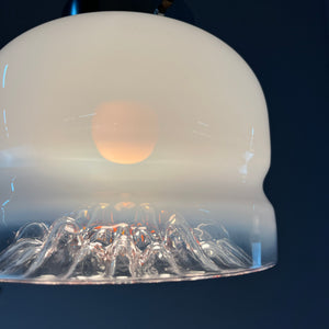 Hängelampe weiß gelb Muranoglas von Mazzega