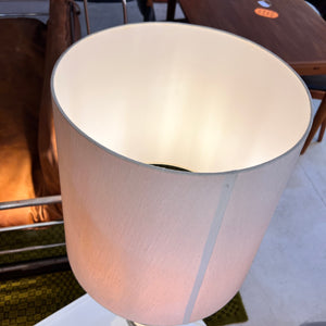 Space Age Tischlampe Metall mit Schirm aus Rohseide