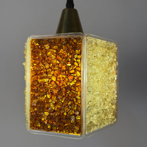 Hängelampe Hexagon braun weiß Acrylglas in Granitoptik von Roland Konst