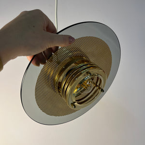 Kleine Hängelampe Rauchglas Messing von Jan Eskil Eskilsson für Belid