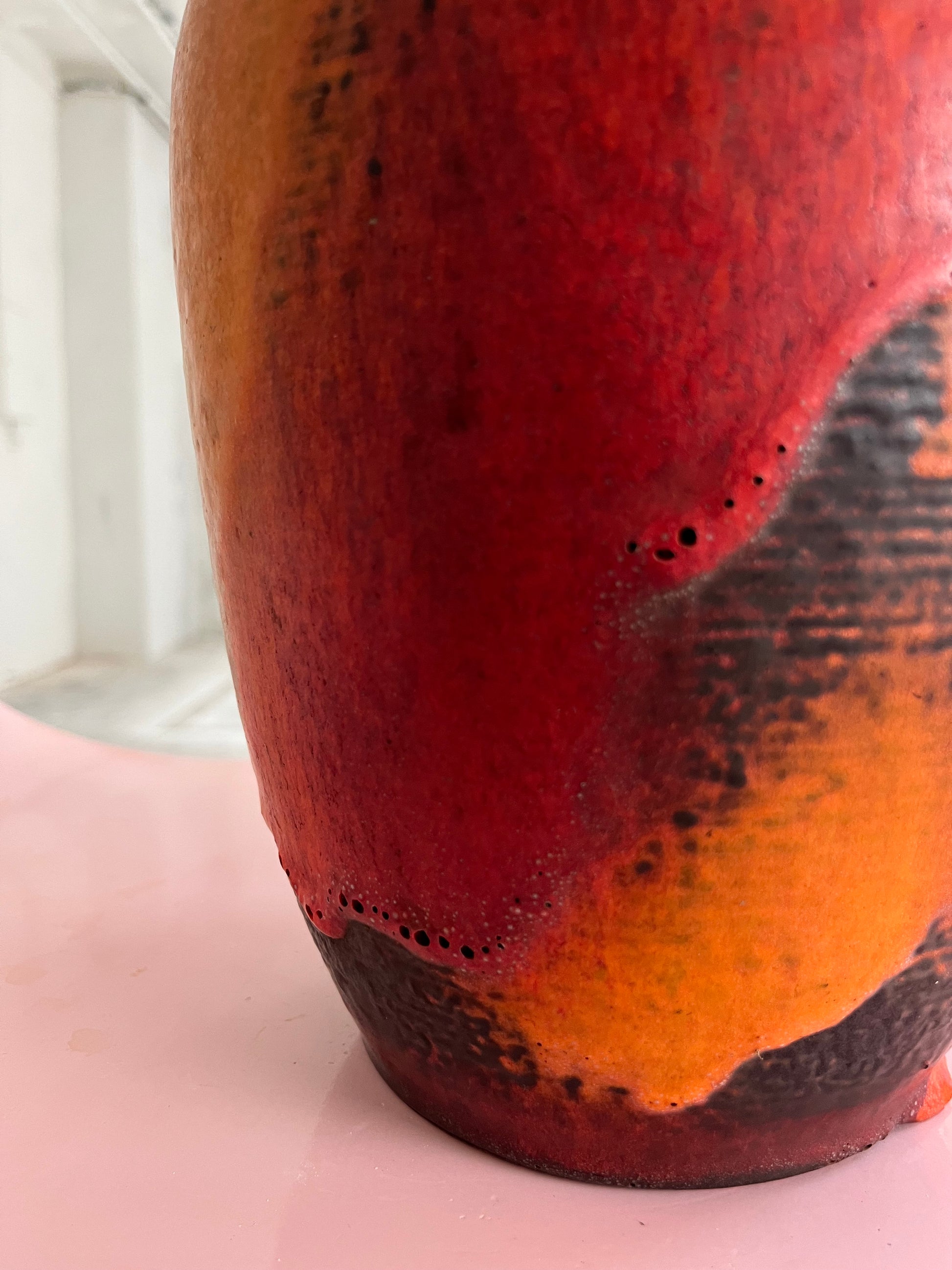 Vase 7312-30 Fat Lava orange rot von Carstens Keramik West Germany