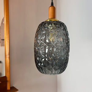 Hängelampe Glas Teak