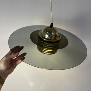Hängelampe Rauchglas Messing von Jan Eskil Eskilsson für Belid
