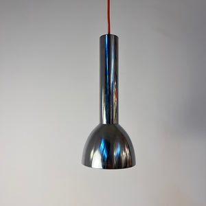 Spotlampe Chrom mit orangem Akzentschirm