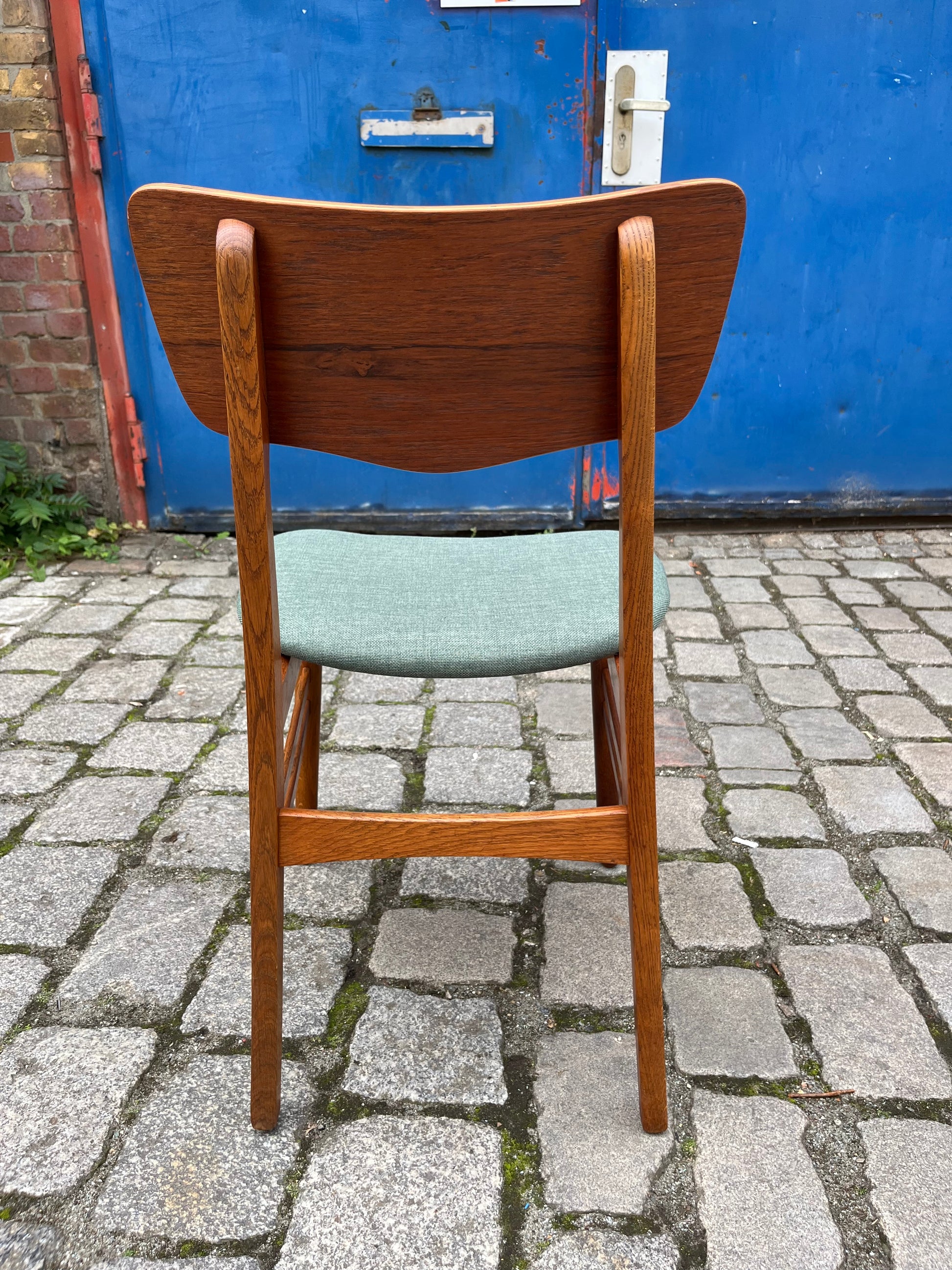 Set: 2x Esszimmerstuhl teal Teak