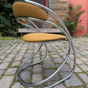 Freischwinger senfgelb neu gepolster Leder Chrom