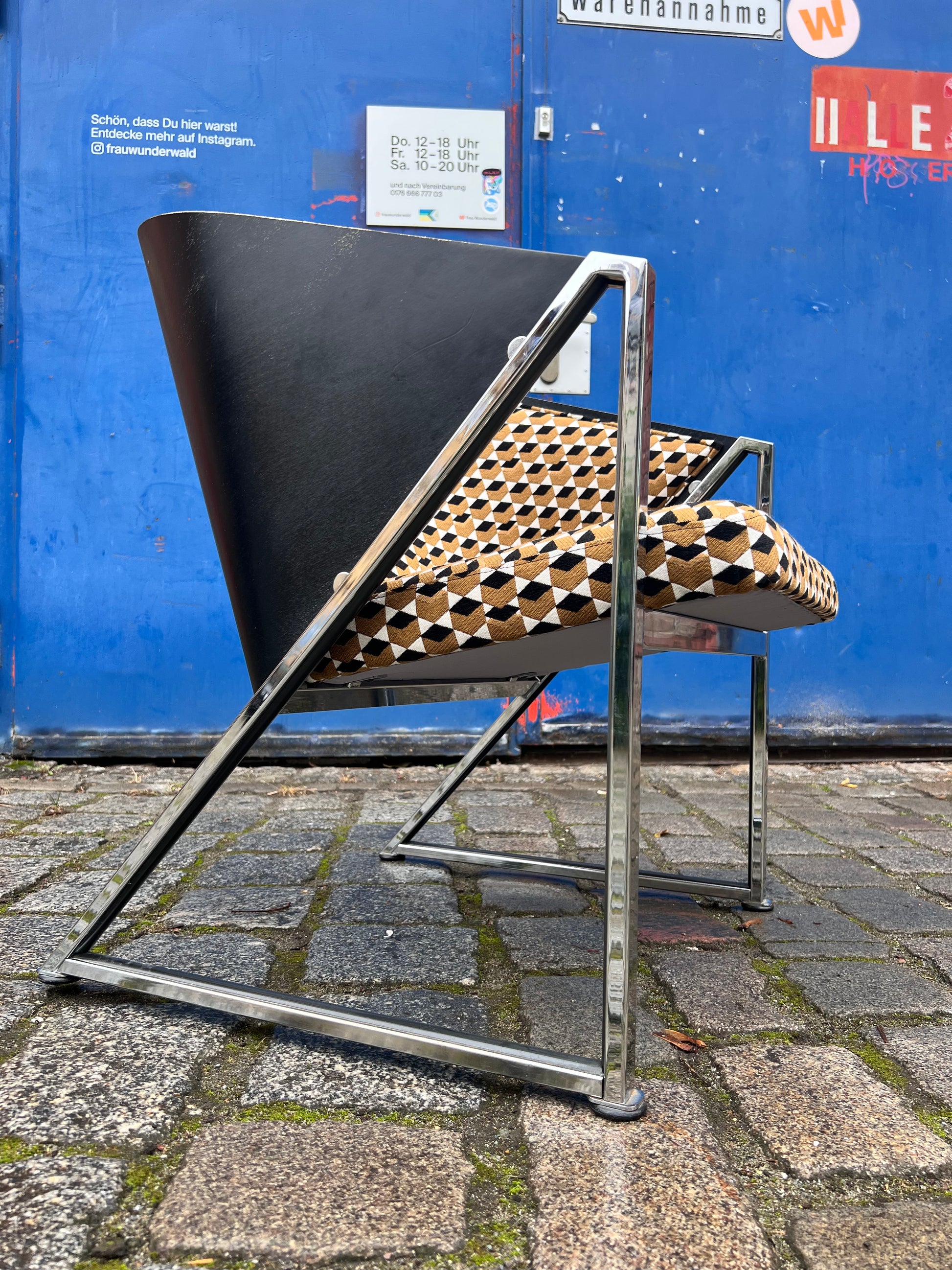 Sessel Mondi braun schwarz Chrom von Jouko Järvisalo für Inno Interior Oy - neu gepolstert