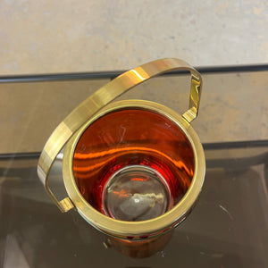 Set: Eiseimer & Cocktailshaker rot Glas Messing von Füger-Glas