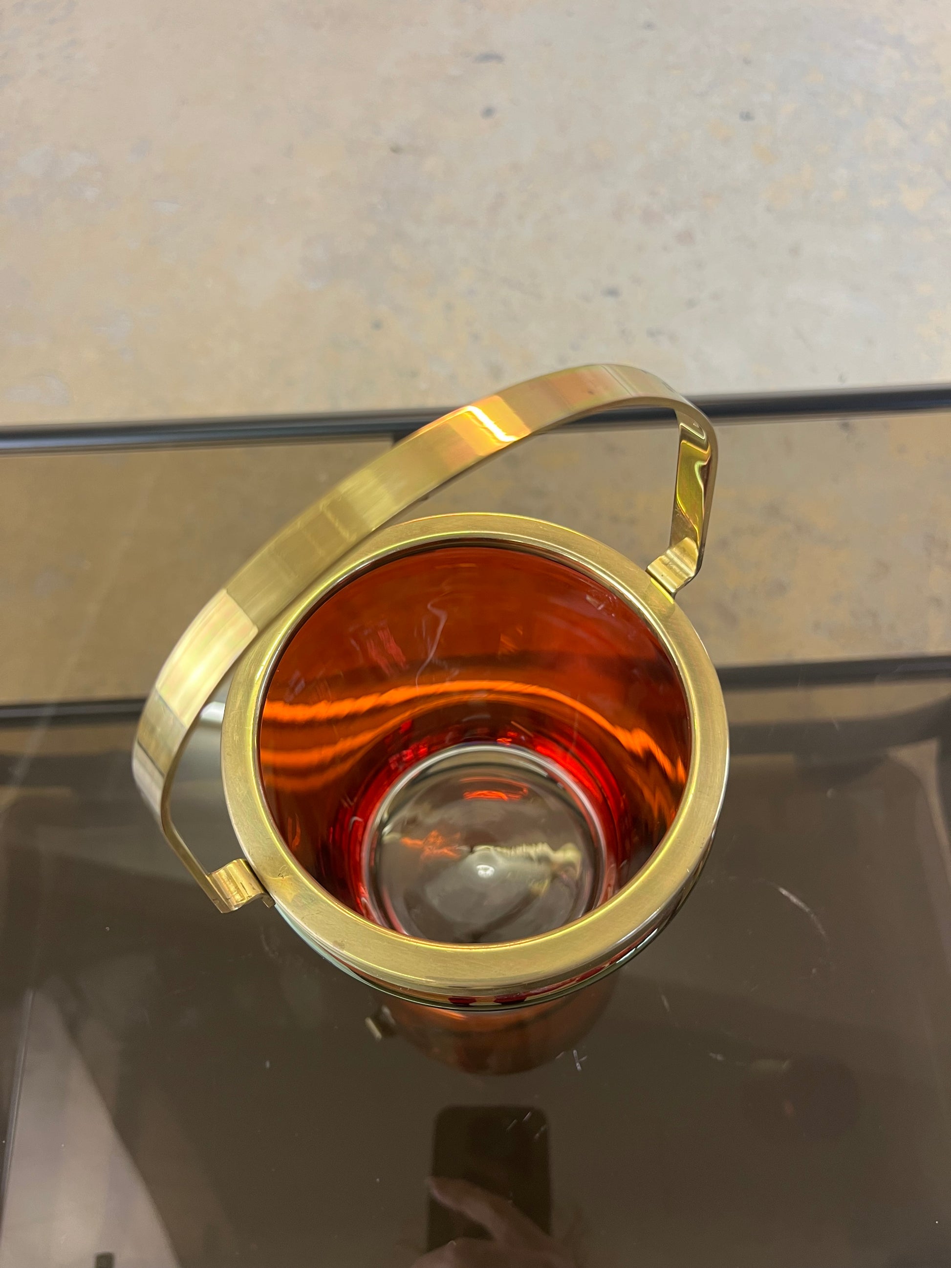 Set: Eiseimer & Cocktailshaker rot Glas Messing von Füger-Glas