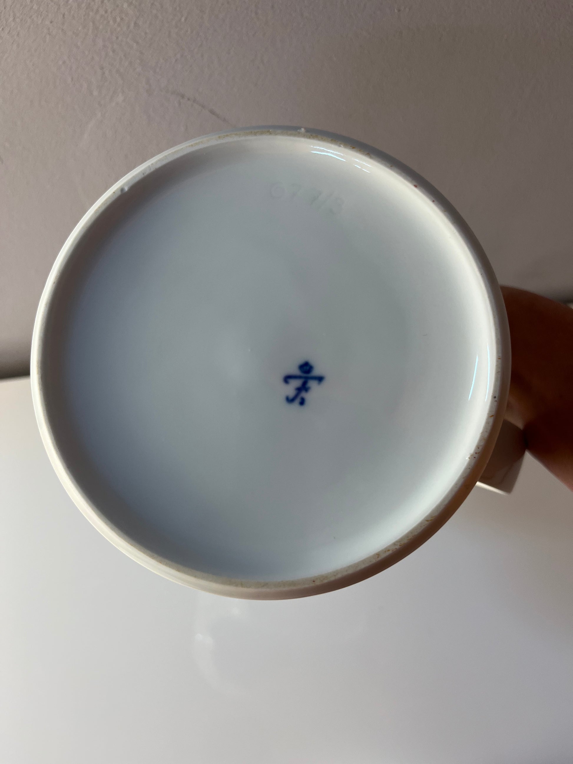 Kaffeekanne klein Form F Pop Art blau weiß von Fürstenberg