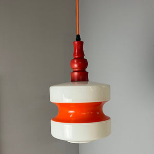 Hängelampe weiß orange rot