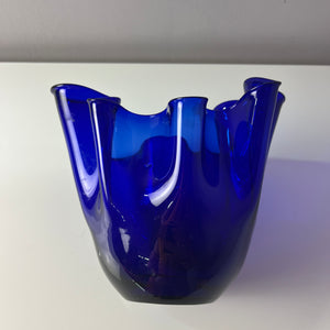 Vase Fazoletto blau Glas