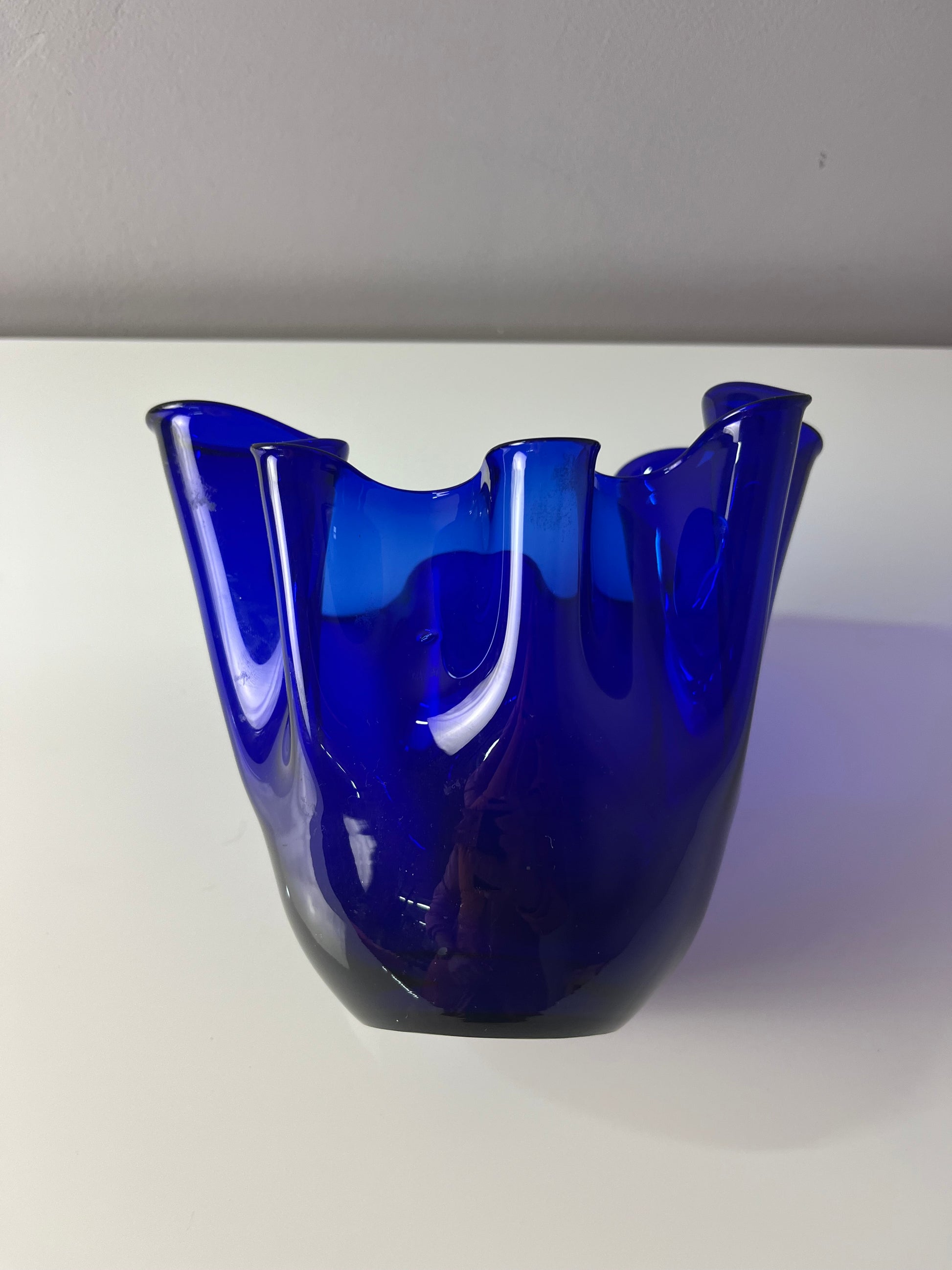 Vase Fazoletto blau Glas