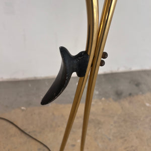 Stehlampe mit zwei Schwanenhalsarmen Messing