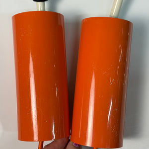 Set: 2x Hängelampe orange mit Opalglas Globus
