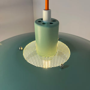 Lamellenlampe neu lackiert blaugrün von JEKA