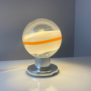 Tischlampe weiß orange Glas Chrom von Doria