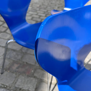 Set: 4x Stuhl Serie 7 Königsblau lackiert von Arne Jacobsen für Fritz Hansen