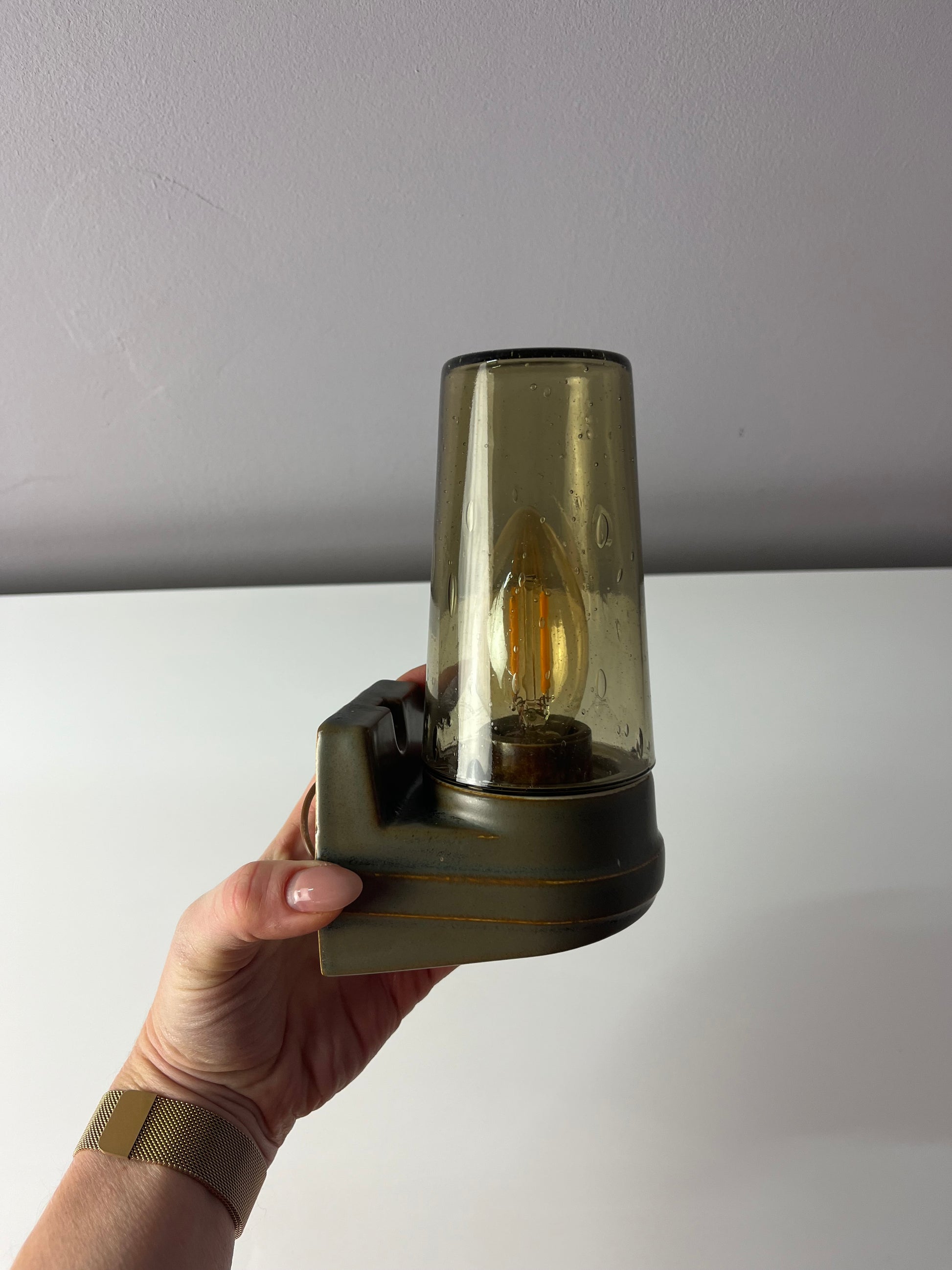 Wandlampe Modell 6080 Rauchglas von Sigvard Bernadotte für Ifö