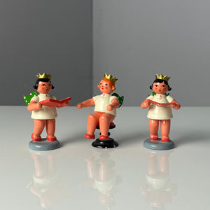 Set: 3x Engelmusikanten mit Krönchen von der Kunstgewerblichen Drechslerei Ellmann