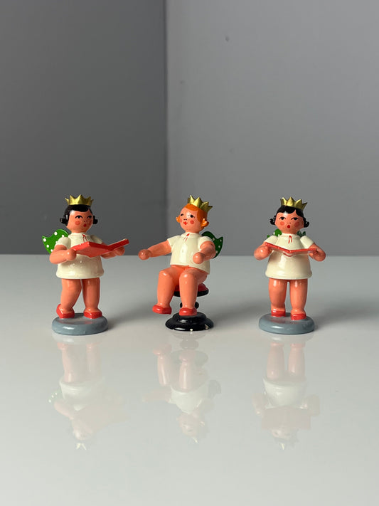 Set: 3x Engelmusikanten mit Krönchen von der Kunstgewerblichen Drechslerei Ellmann