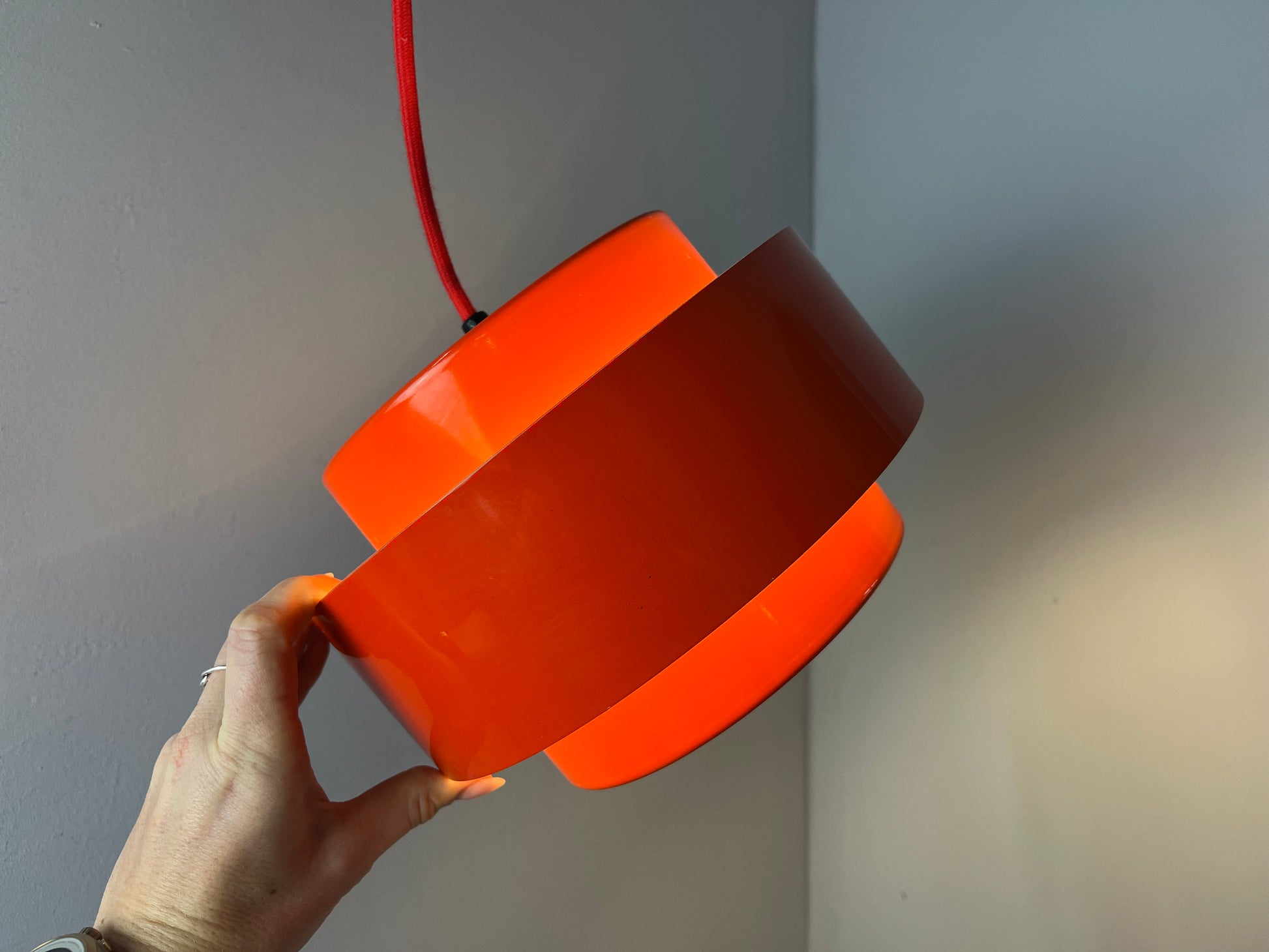 Lamellenlampe Juno rot von Jo Hammerborg für Fog & Mørup