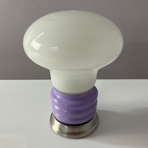 Mushroom Tischlampe flieder weiß Glas