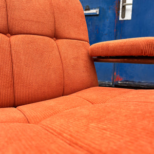 Sessel orange Cord Chrom mit Ottomane von pol international