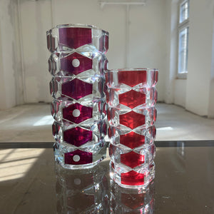 Set: 2 Vasen weinrot Glas von J.G. Durand für Luminarc