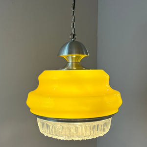 Hängelampe gelb Glas Metall