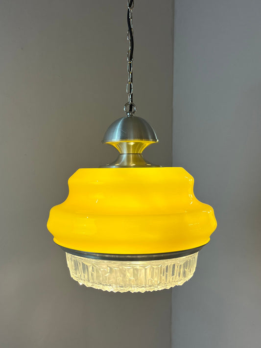 Hängelampe gelb Glas Metall