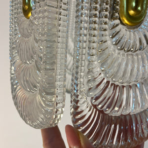Kleiner Lilien Kronleuchter Glas Messing aus Deutschland