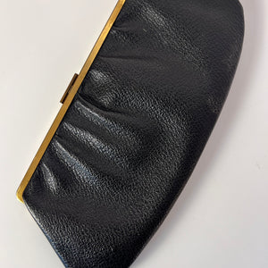 Tasche Echtleder schwarz & Messing KaDeWe 70er