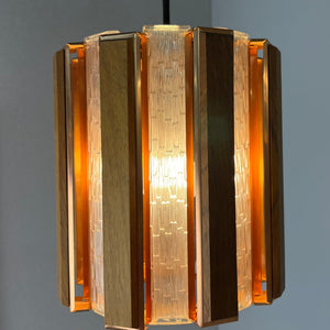 Hängelampe Teak Kupfer von Werner Schou für Coronell Elektro