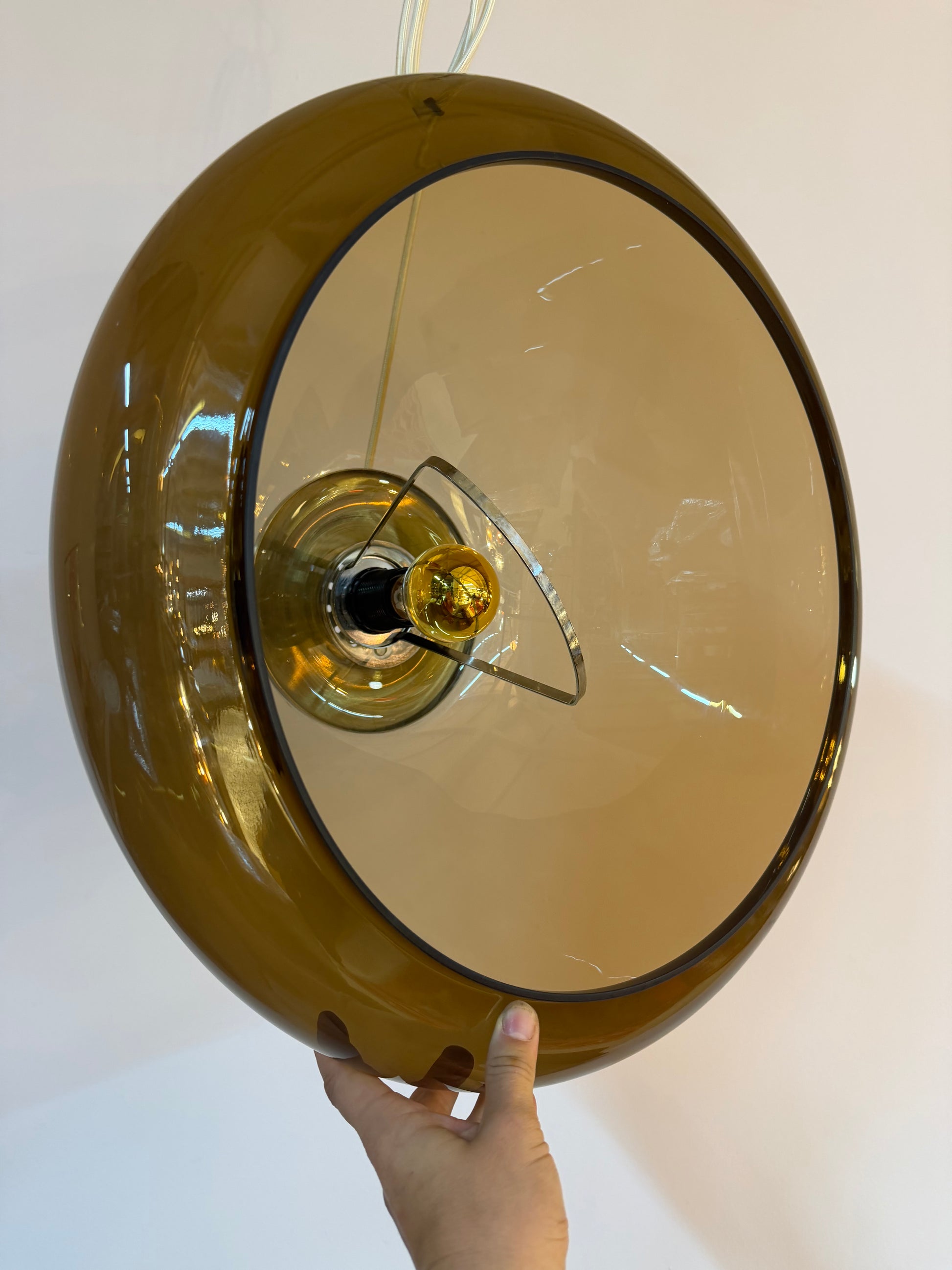Hängelampe braun transparent Kunststoff
