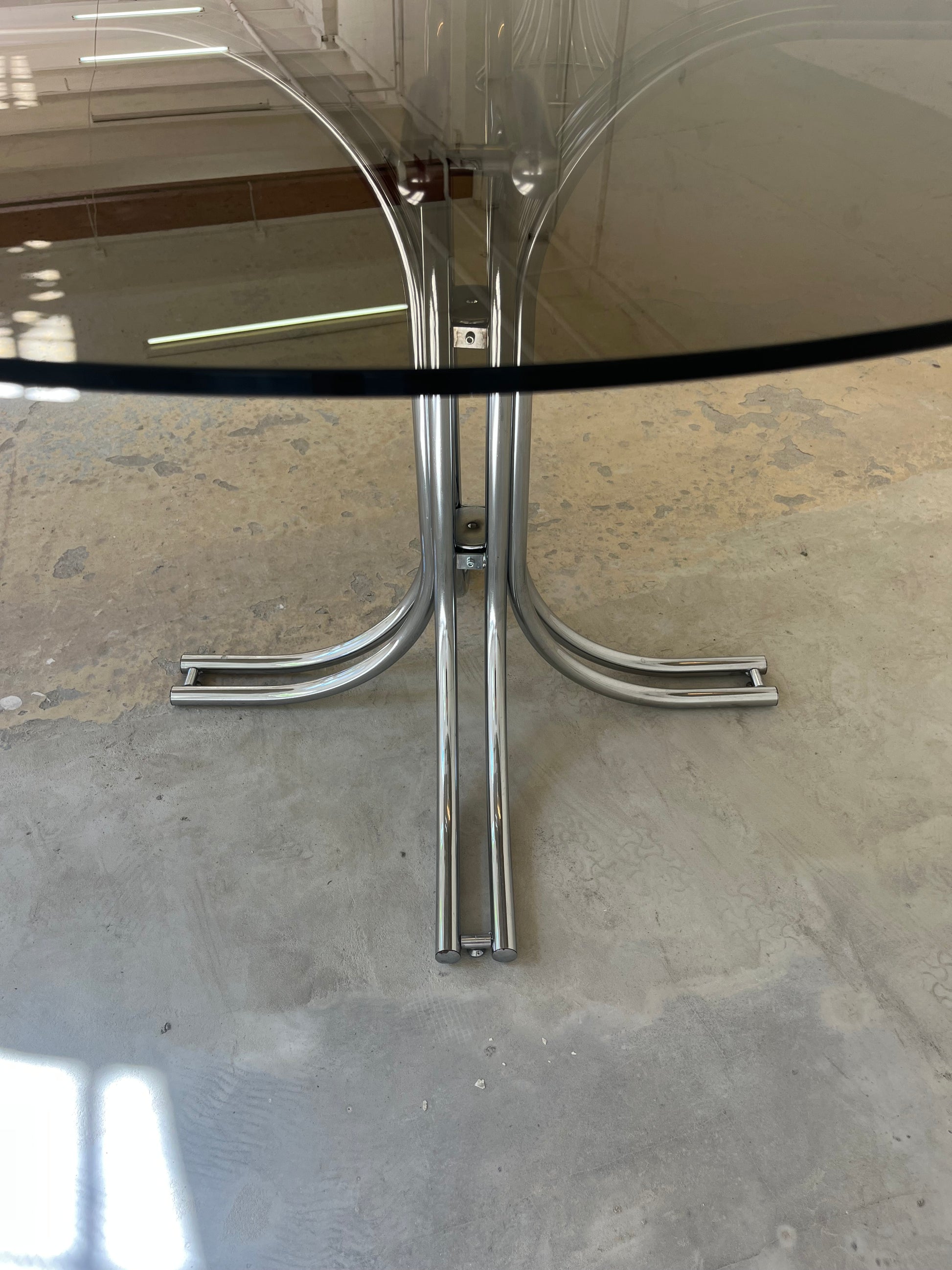 Runder Esstisch Rauchglas Chrom - Standard Gestell