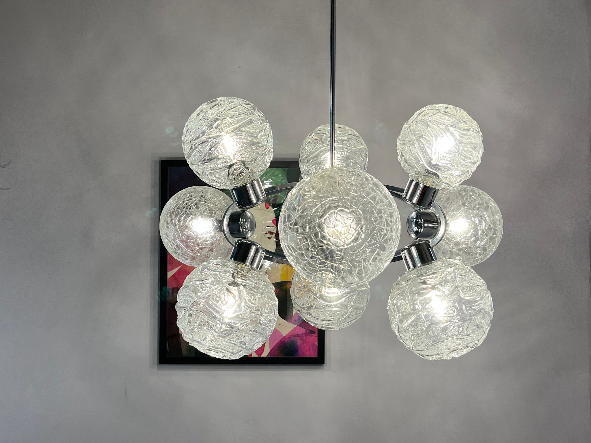 Sputnik Kronleuchter Glas Chrom