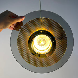 Kleine Hängelampe Rauchglas Messing von Jan Eskil Eskilsson für Belid