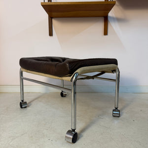 Hocker Modell Bore dunkelbraun Chrom von Noboru Nakamura für IKEA